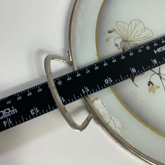 MCM West German Serving Tray Cake Plate Floral Design 11" Silver Handles VTG - Picture 11 of 12